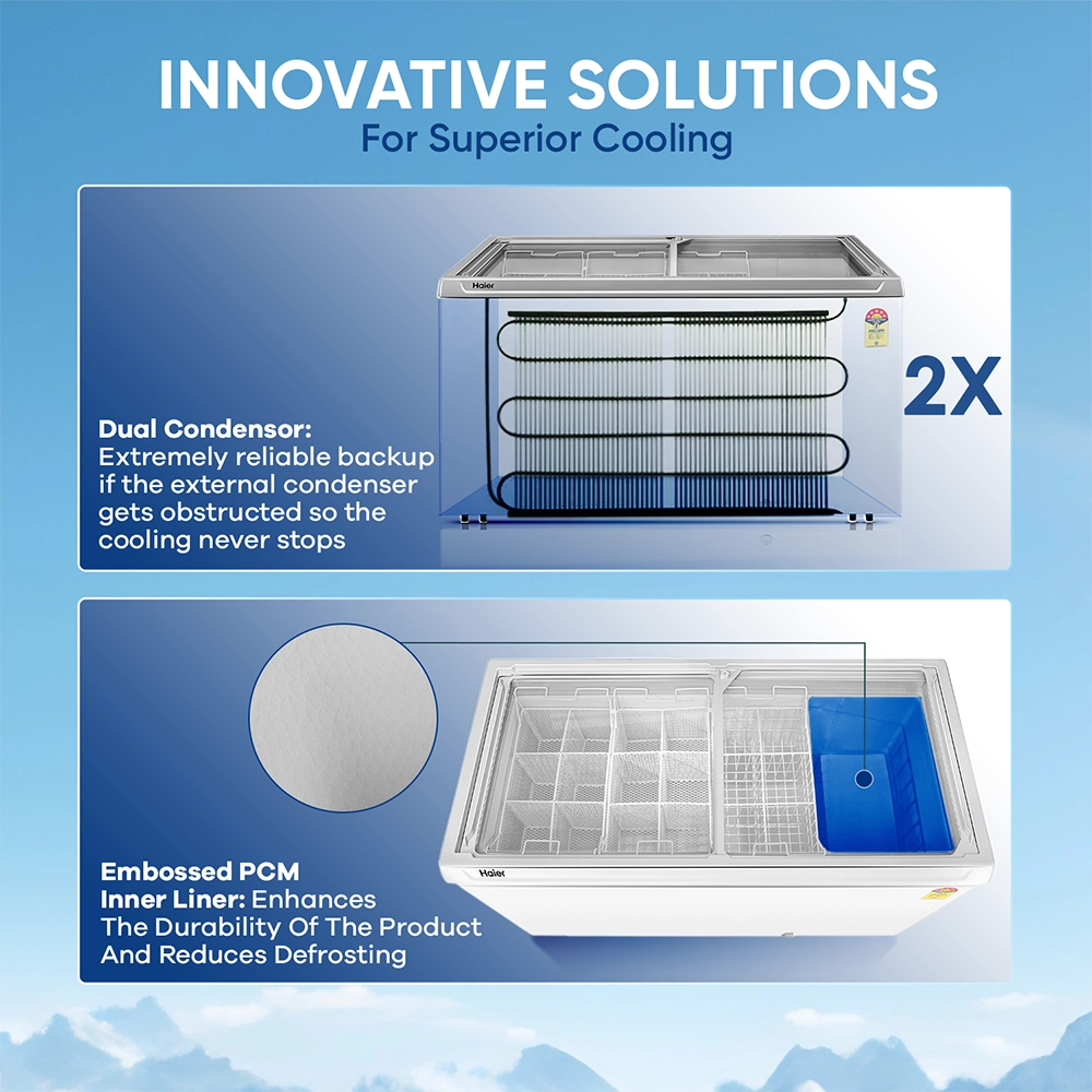 Haier 400 L Glass Top Freezer with LED & 4 Years Warranty 5 STAR